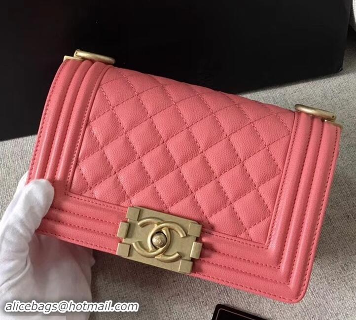 Best Chanel Original Quality caviar small Boy Bag pink With gold Hardware AS04623 2019