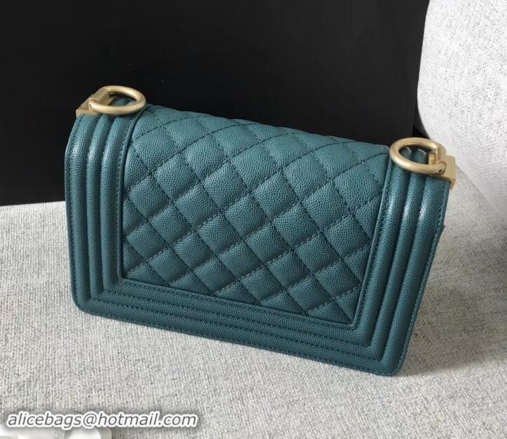 Sophisticated Chanel Original Quality caviar small Boy Bag green With gold Hardware AS04624 2019