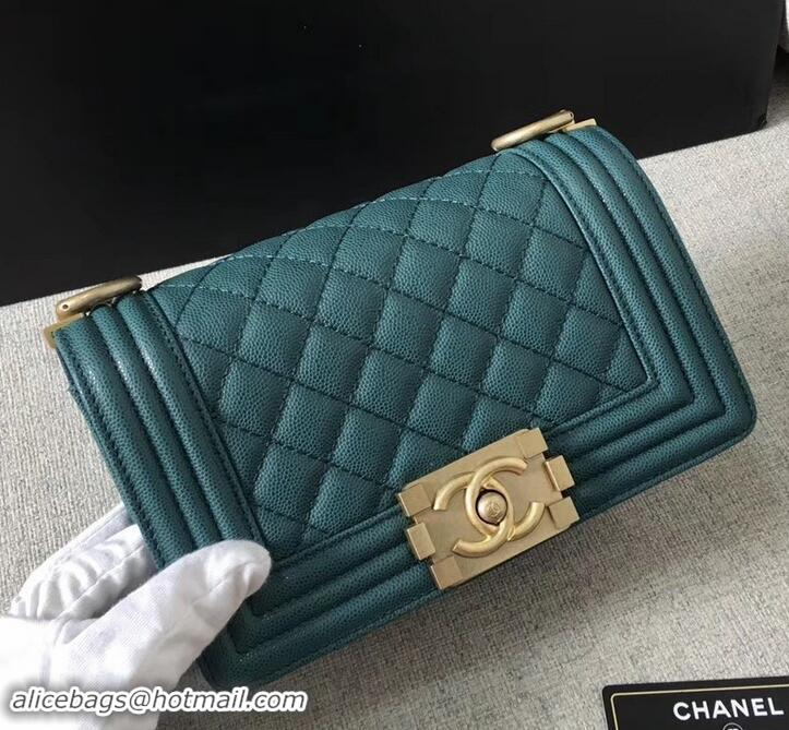 Sophisticated Chanel Original Quality caviar small Boy Bag green With gold Hardware AS04624 2019