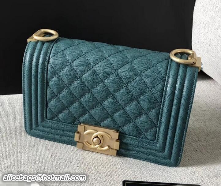 Sophisticated Chanel Original Quality caviar small Boy Bag green With gold Hardware AS04624 2019