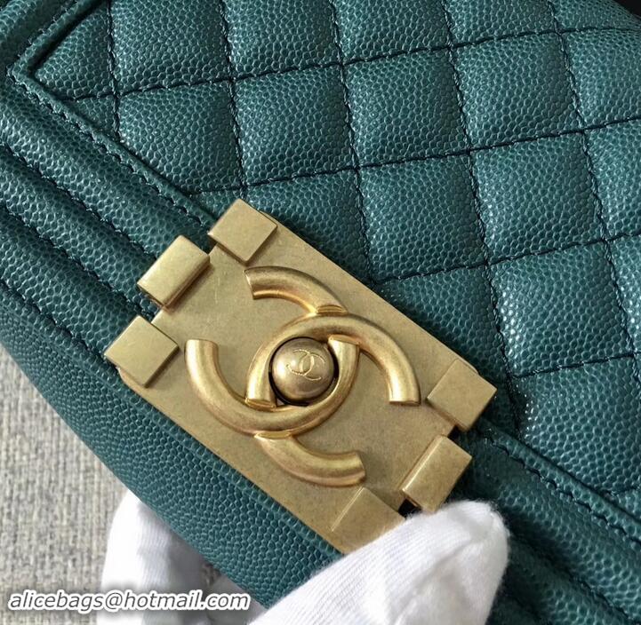 Sophisticated Chanel Original Quality caviar small Boy Bag green With gold Hardware AS04624 2019