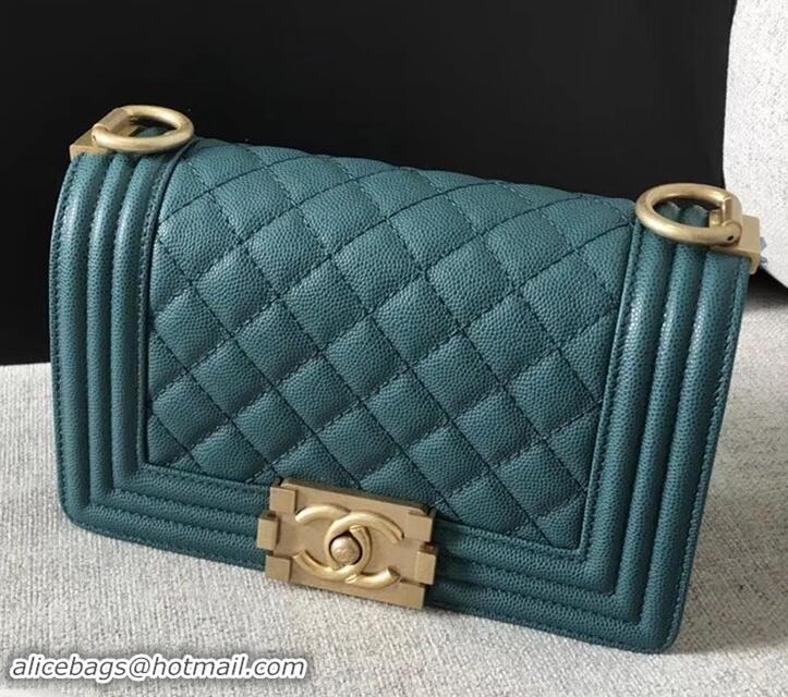 Sophisticated Chanel Original Quality caviar small Boy Bag green With gold Hardware AS04624 2019