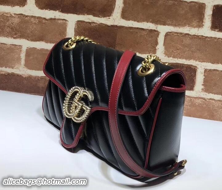 Perfect Gucci Diagonal GG Marmont Small Shoulder Bag 443497 Black 2019