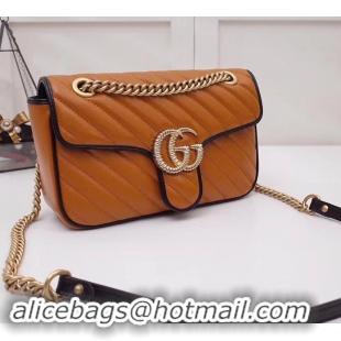 Luxury Gucci Diagonal GG Marmont Small Shoulder Bag 443497 Brown 2019