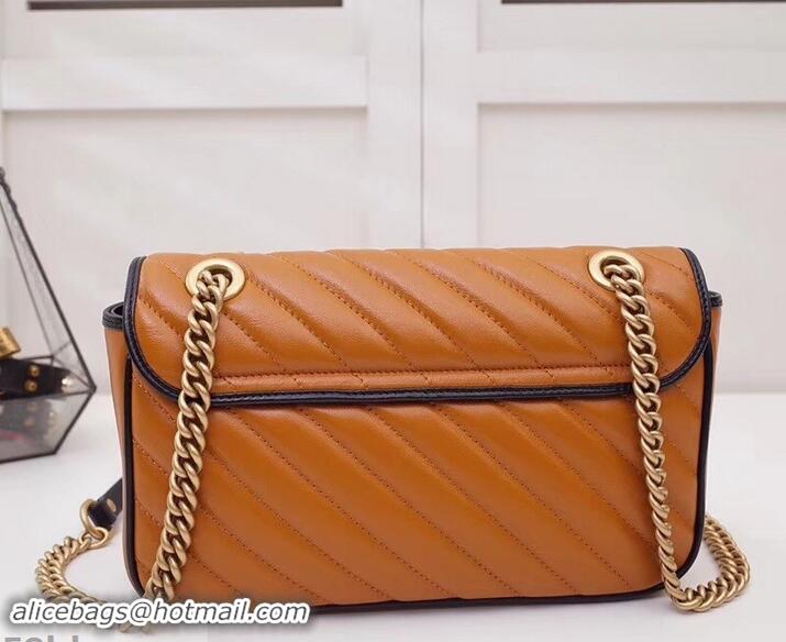 Luxury Gucci Diagonal GG Marmont Small Shoulder Bag 443497 Brown 2019