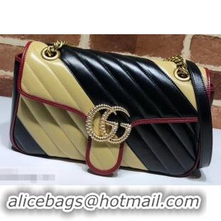 Sophisticated Gucci Diagonal GG Marmont Small Shoulder Bag 443497 Beige/Black 2019