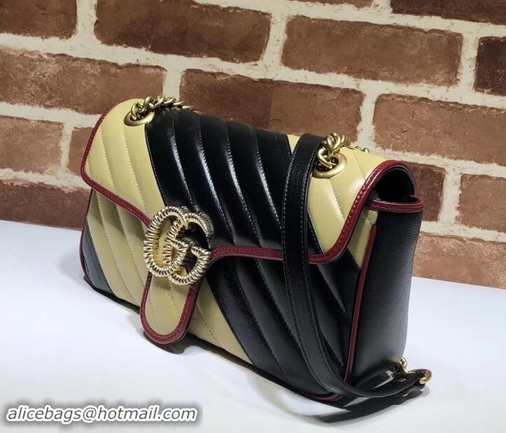 Sophisticated Gucci Diagonal GG Marmont Small Shoulder Bag 443497 Beige/Black 2019