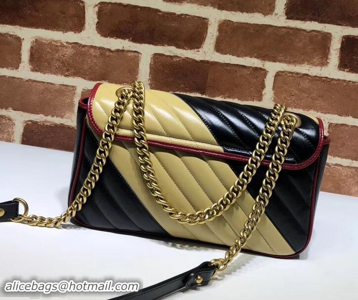 Sophisticated Gucci Diagonal GG Marmont Small Shoulder Bag 443497 Beige/Black 2019