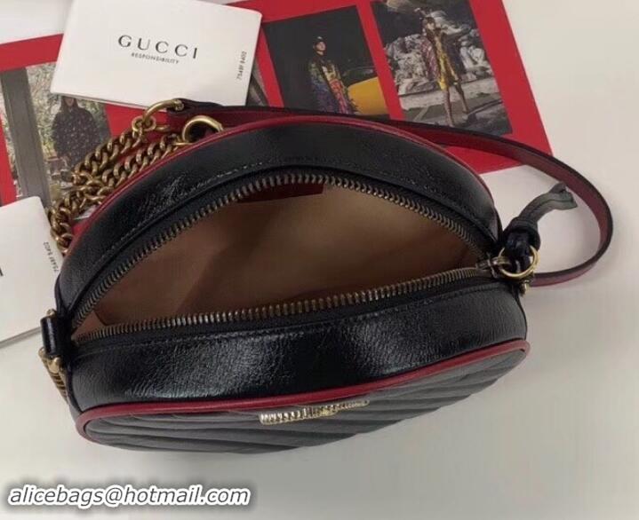 Unique Style Gucci Diagonal GG Marmont Mini Round Shoulder Bag 550154 Black 2019