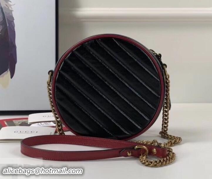 Unique Style Gucci Diagonal GG Marmont Mini Round Shoulder Bag 550154 Black 2019