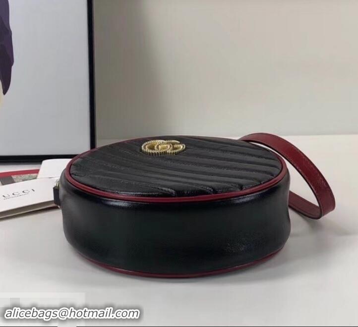 Unique Style Gucci Diagonal GG Marmont Mini Round Shoulder Bag 550154 Black 2019