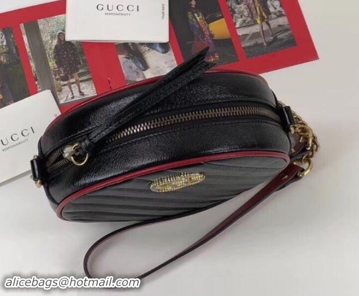 Unique Style Gucci Diagonal GG Marmont Mini Round Shoulder Bag 550154 Black 2019