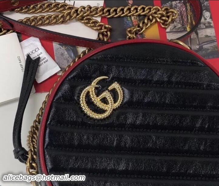 Unique Style Gucci Diagonal GG Marmont Mini Round Shoulder Bag 550154 Black 2019