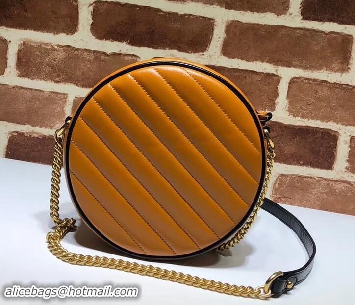 Stylish Gucci Diagonal GG Marmont Mini Round Shoulder Bag 550154 Brown 2019