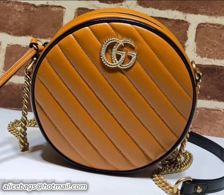 Stylish Gucci Diagonal GG Marmont Mini Round Shoulder Bag 550154 Brown 2019