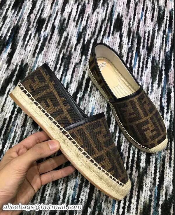 Buy Classic Fendi FF Logo Espadrilles F86001 Brown