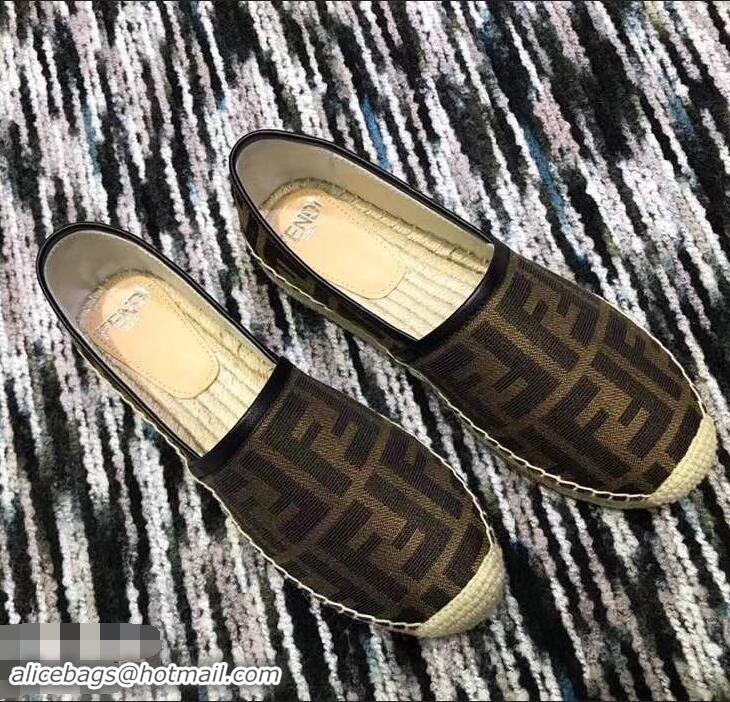 Buy Classic Fendi FF Logo Espadrilles F86001 Brown