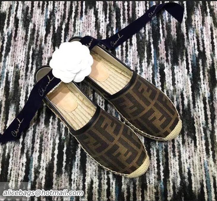 Buy Classic Fendi FF Logo Espadrilles F86001 Brown