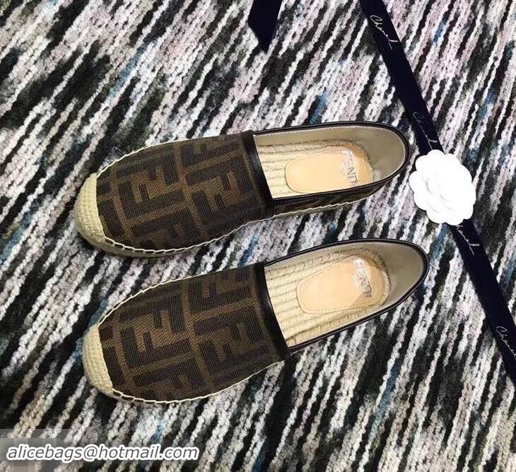 Buy Classic Fendi FF Logo Espadrilles F86001 Brown