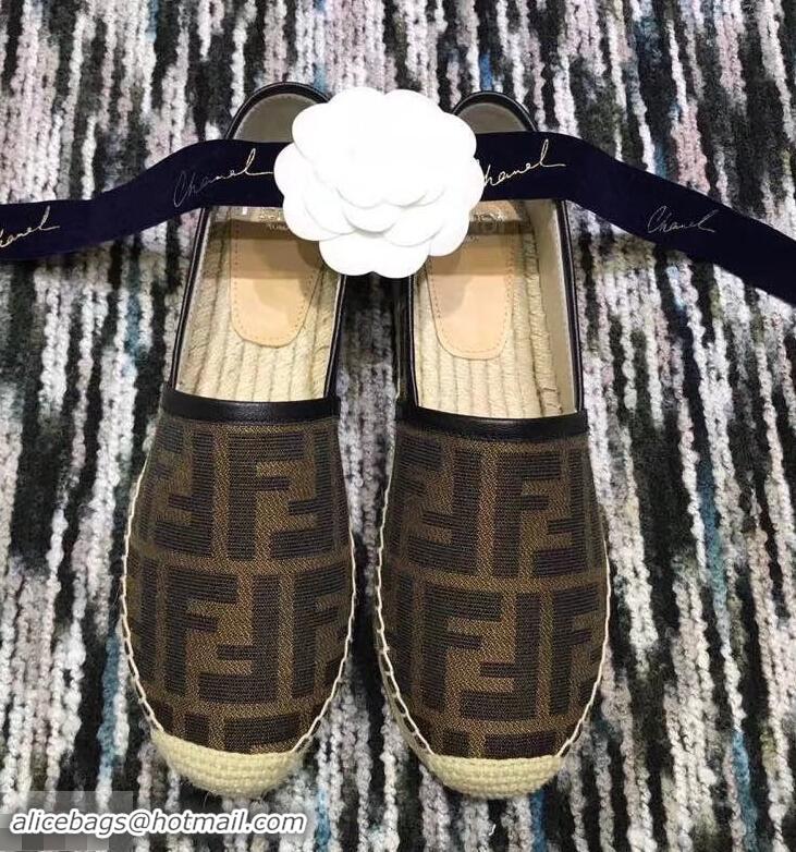 Buy Classic Fendi FF Logo Espadrilles F86001 Brown