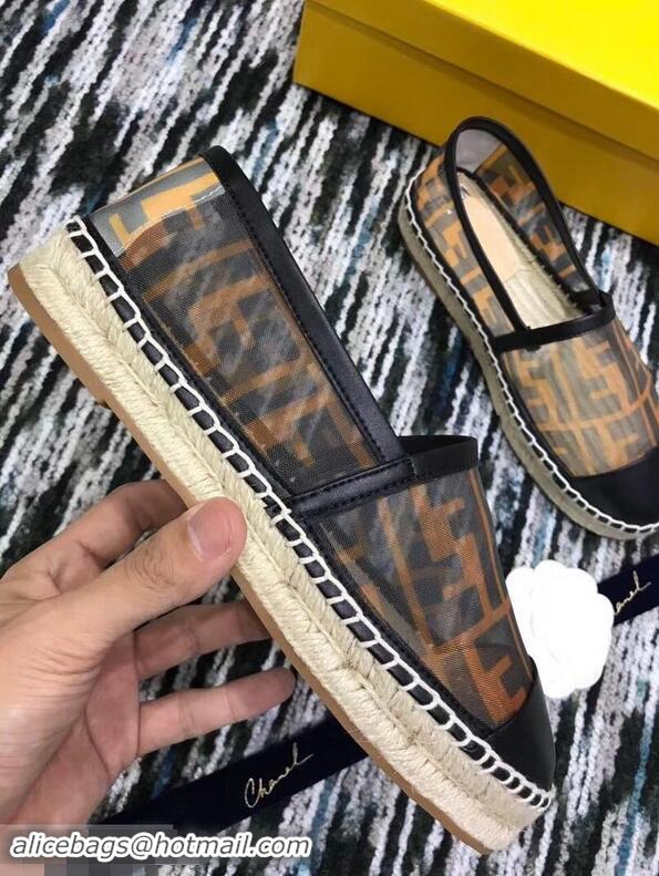 Discount Imitation Fendi FF Logo Espadrilles F861003 Beige