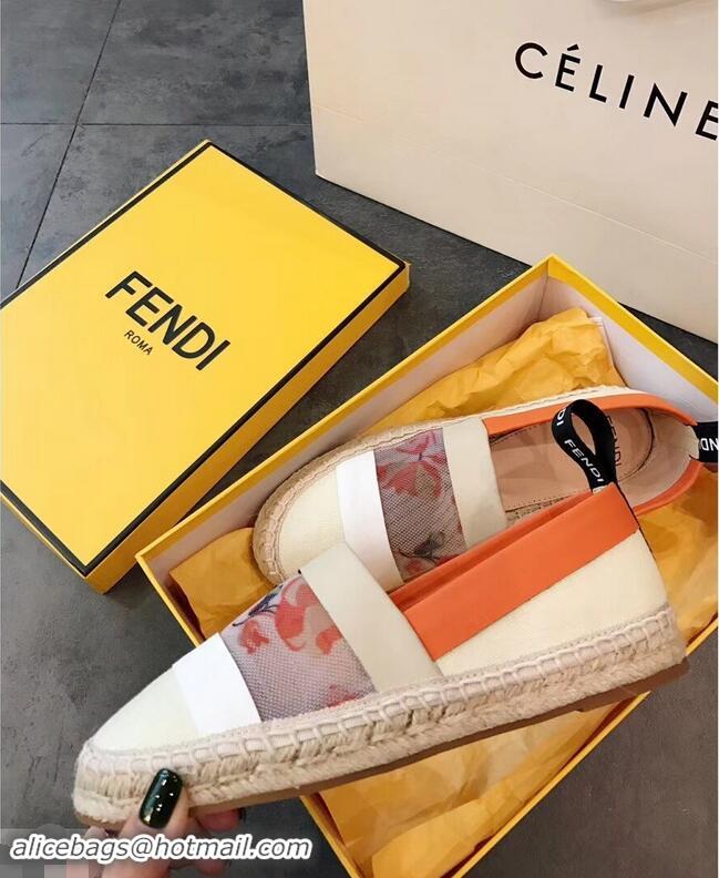 Grade Cheap Fendi Technical Mesh Canvas Espadrilles F861004 White