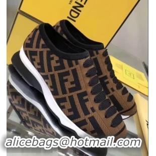 Buy Classic Fendi Fabric Lace Up Sneakers F82209 Brown