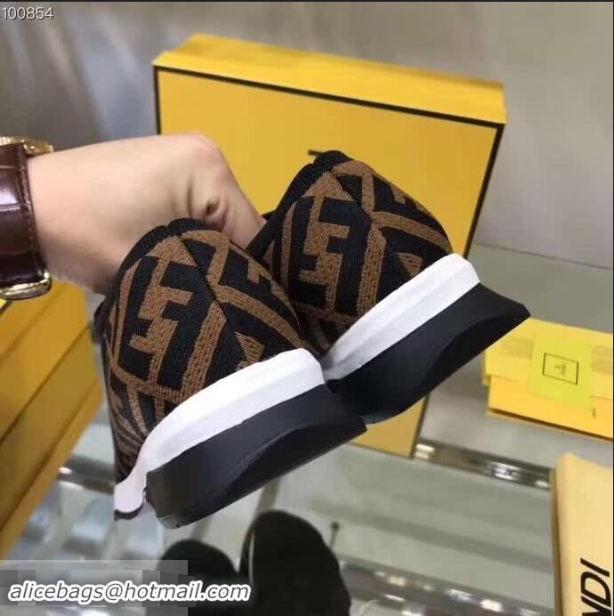 Buy Classic Fendi Fabric Lace Up Sneakers F82209 Brown