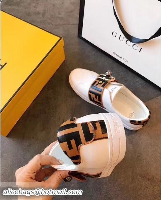 Cheapest Fendi Minimalist Sneakers with FF Logo Band F89806 White/Brown