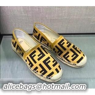 Top Cheapest Fendi FF Logo Canvas Espadrilles F81824 Yellow