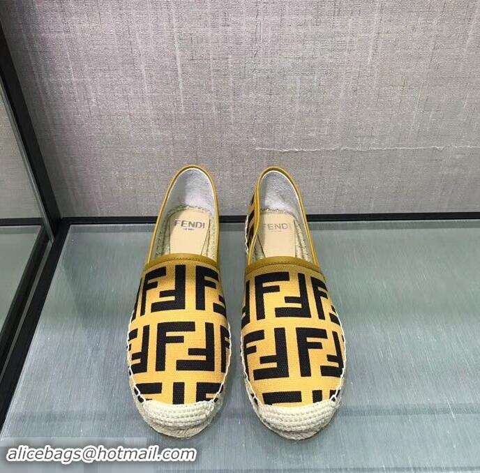 Top Cheapest Fendi FF Logo Canvas Espadrilles F81824 Yellow