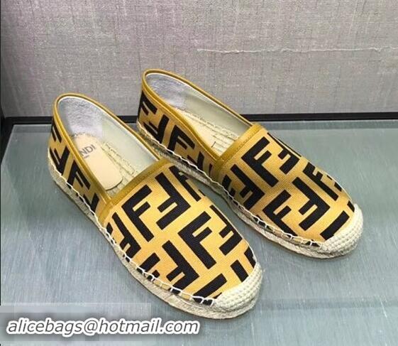 Top Cheapest Fendi FF Logo Canvas Espadrilles F81824 Yellow