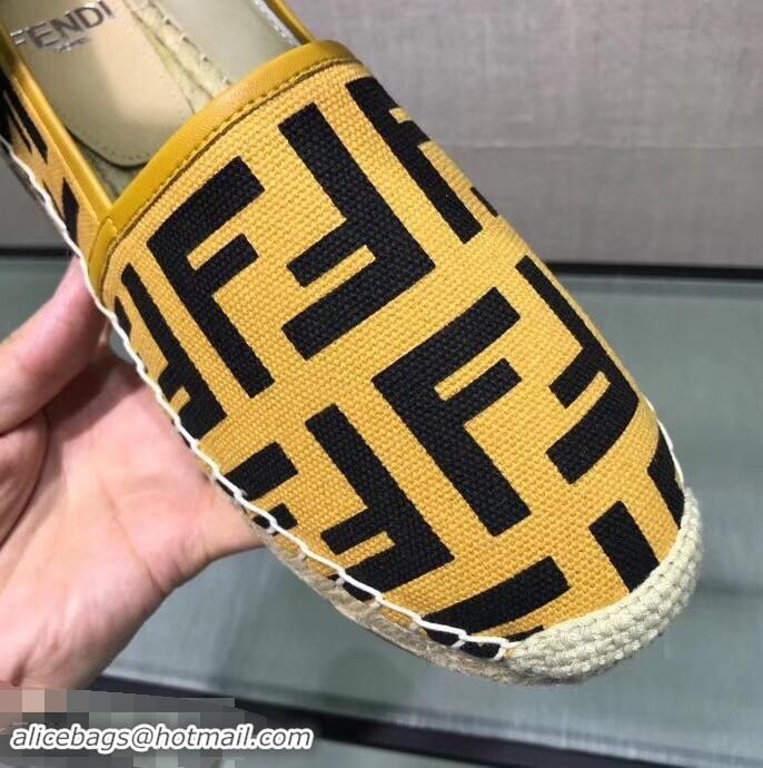 Top Cheapest Fendi FF Logo Canvas Espadrilles F81824 Yellow