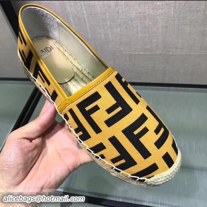 Top Cheapest Fendi FF Logo Canvas Espadrilles F81824 Yellow