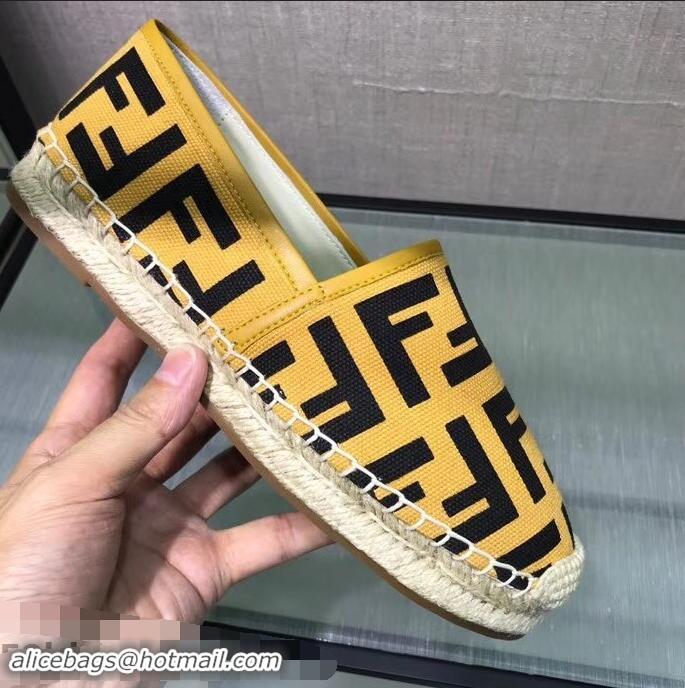 Top Cheapest Fendi FF Logo Canvas Espadrilles F81824 Yellow