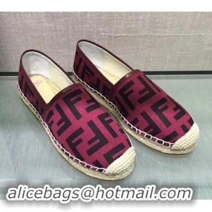 Discount Fashion Fendi FF Logo Canvas Espadrilles F81825 Red