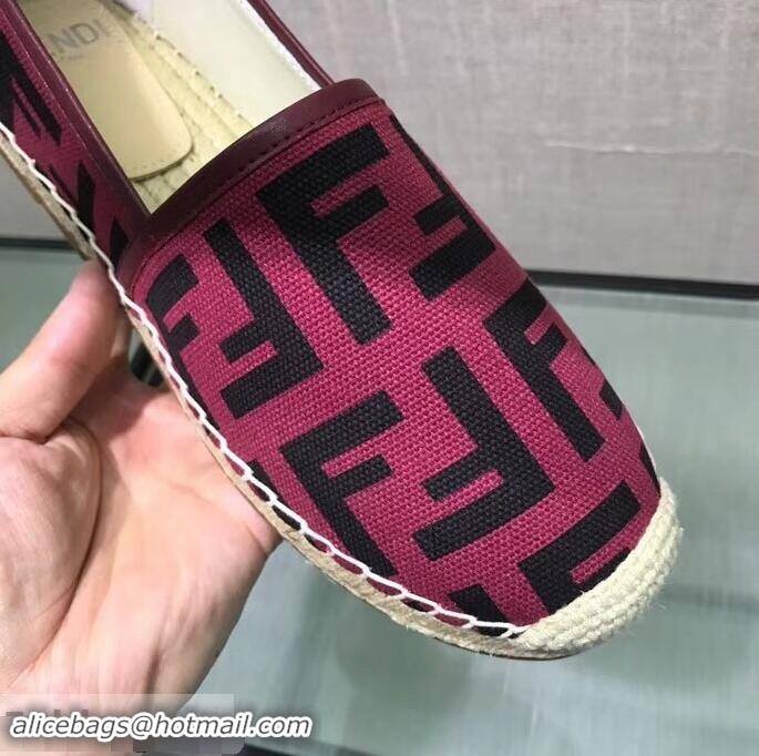 Discount Fashion Fendi FF Logo Canvas Espadrilles F81825 Red