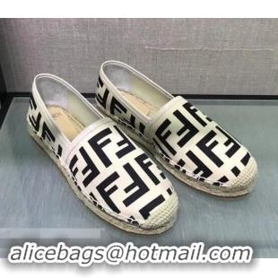 Wholesale Discount Fendi FF Logo Canvas Espadrilles F81825 White