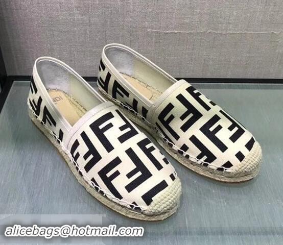 Wholesale Discount Fendi FF Logo Canvas Espadrilles F81825 White