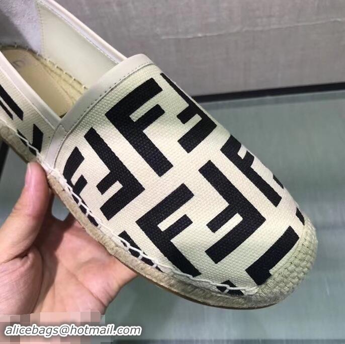 Wholesale Discount Fendi FF Logo Canvas Espadrilles F81825 White