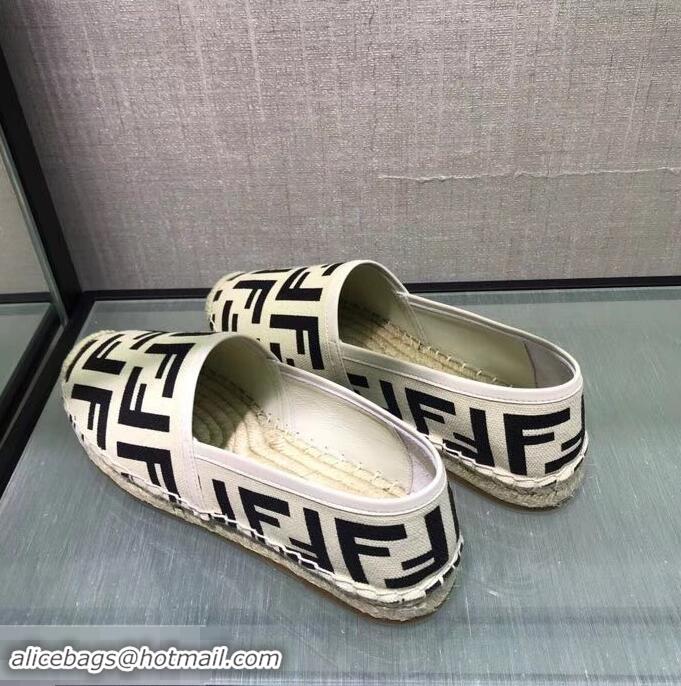 Wholesale Discount Fendi FF Logo Canvas Espadrilles F81825 White