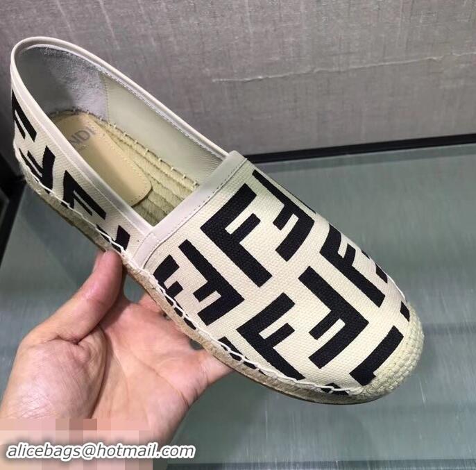 Wholesale Discount Fendi FF Logo Canvas Espadrilles F81825 White