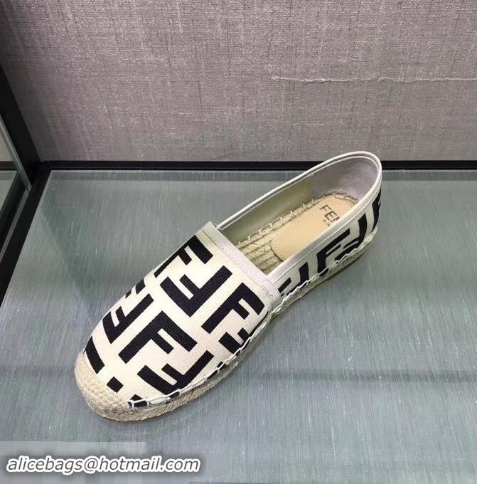 Wholesale Discount Fendi FF Logo Canvas Espadrilles F81825 White