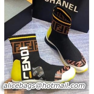 Top Quality Fendi Graffiti Logo Sock Short Boots F81106 Black