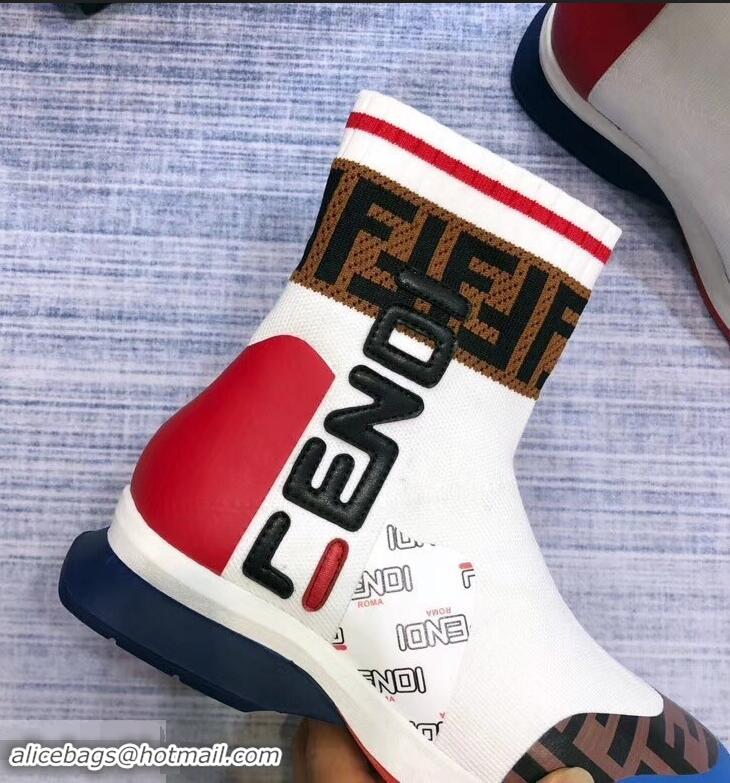 Best Imitation Fendi Graffiti Logo Sock Short Boots F81107 White