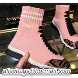 Hot Sell Fendi FF Fabric Mid-top Sneakers Boots F82401 Pink