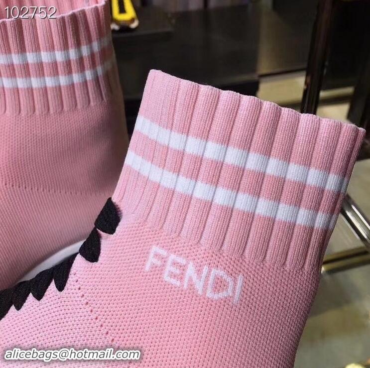 Hot Sell Fendi FF Fabric Mid-top Sneakers Boots F82401 Pink