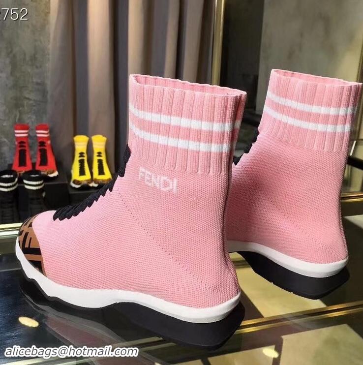 Hot Sell Fendi FF Fabric Mid-top Sneakers Boots F82401 Pink