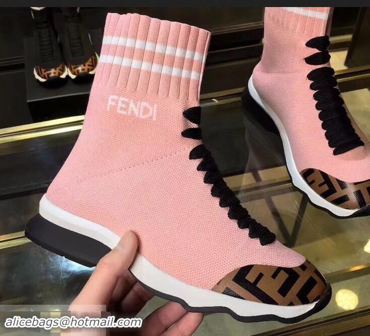 Hot Sell Fendi FF Fabric Mid-top Sneakers Boots F82401 Pink