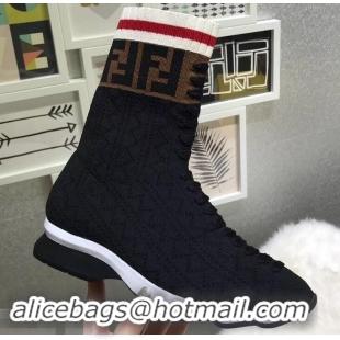 Best Price Fendi Multicolour Fabric Sneakers Boots FF Logo F80202 Black